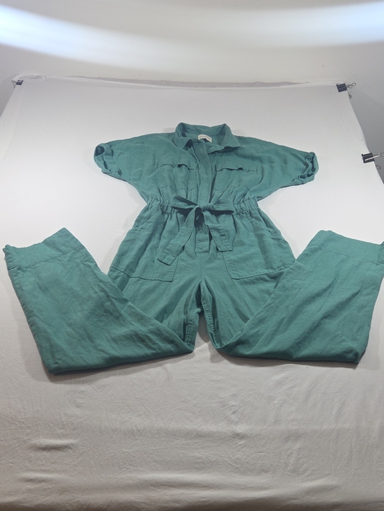 Universal Thread Pants - Universal Thread Casual Teal Utility Jumpsuit Tie Waist Short Sleeve Casual